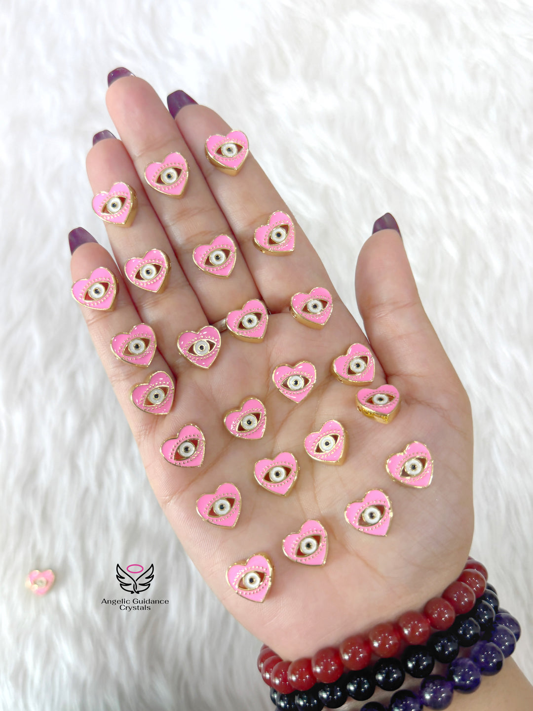 Pink Heart Evil Eye Charm For Bracelet