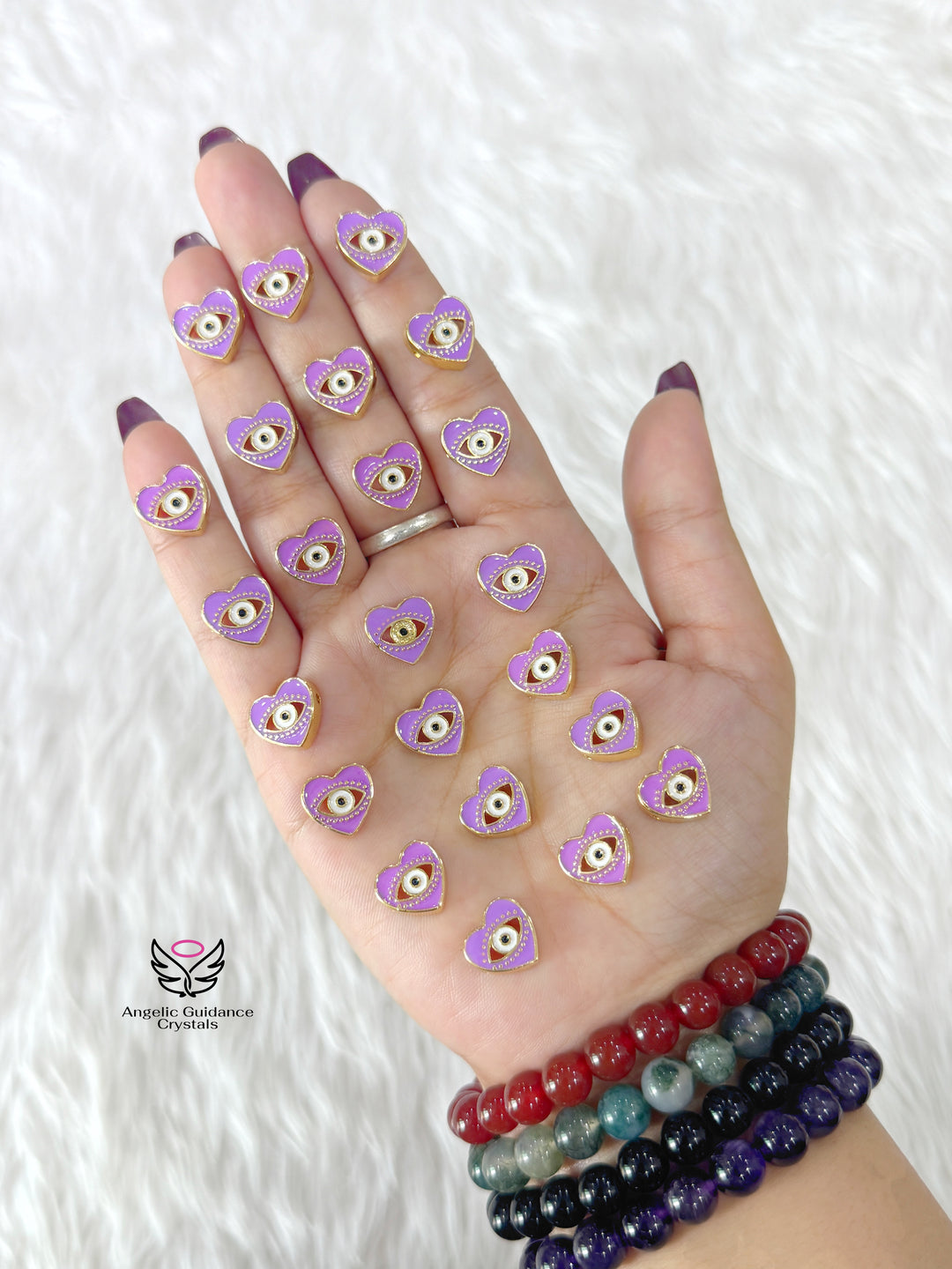 Purple Heart Evil Eye Charm For Bracelet