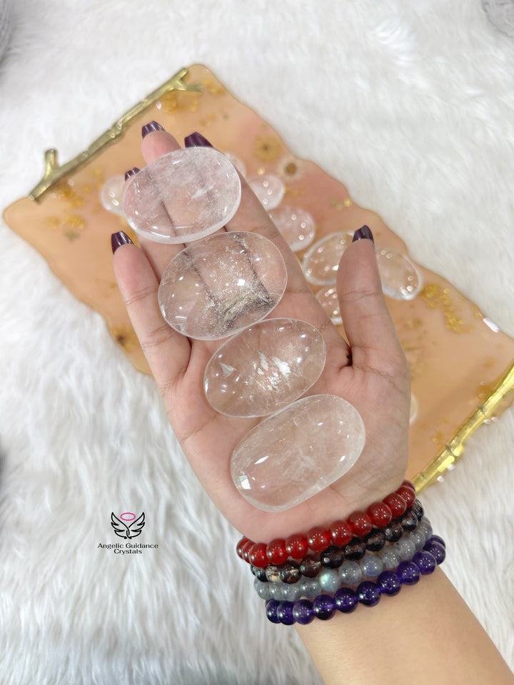Clear Quartz PalmStone Small Aaa