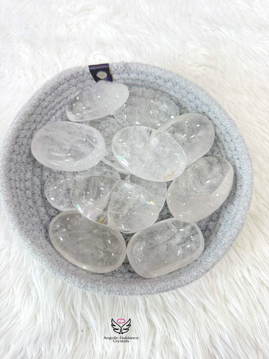 Clear Quartz PalmStone Large Aaa