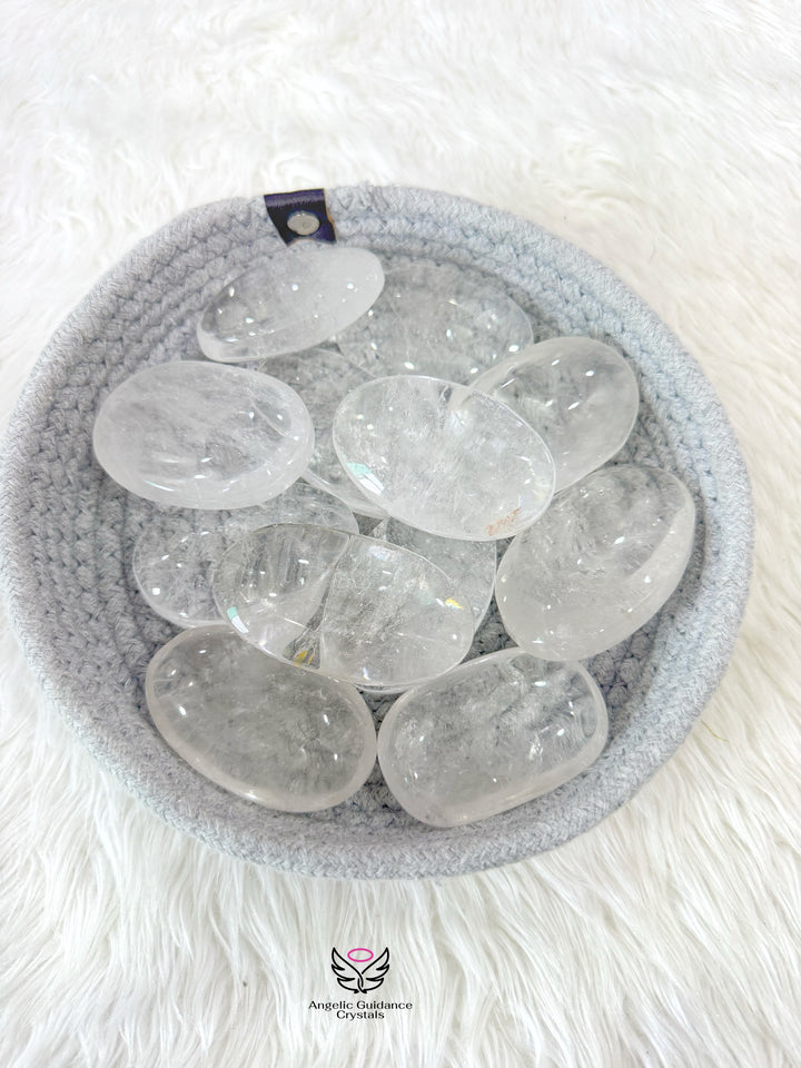 Clear Quartz PalmStone Large Aaa
