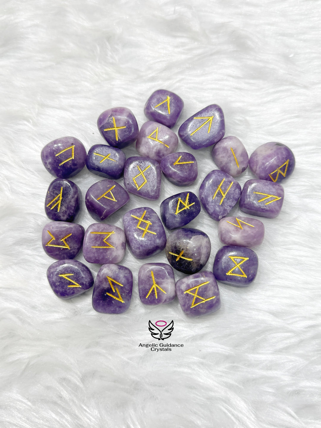 Lepidolite Rune Set