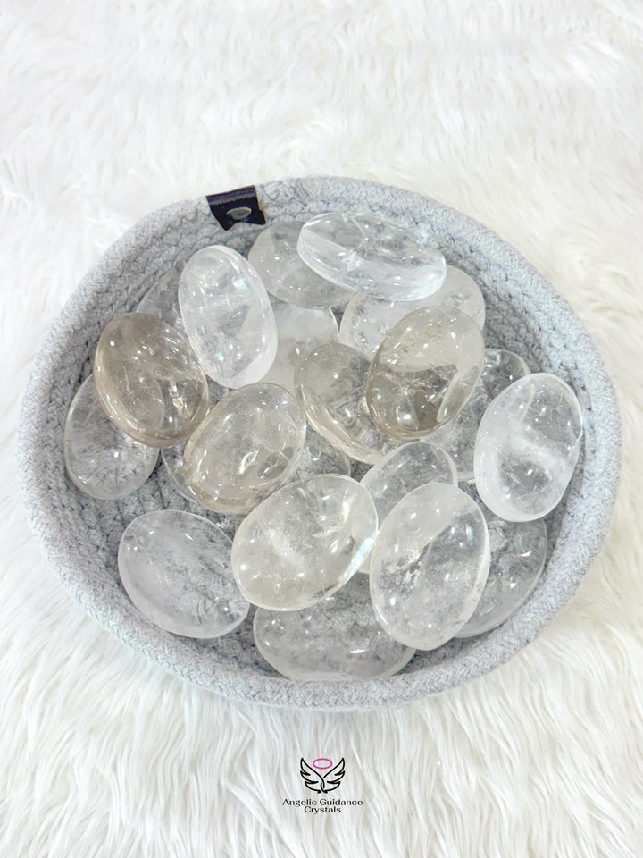 Clear Quartz PalmStone Medium Aaa