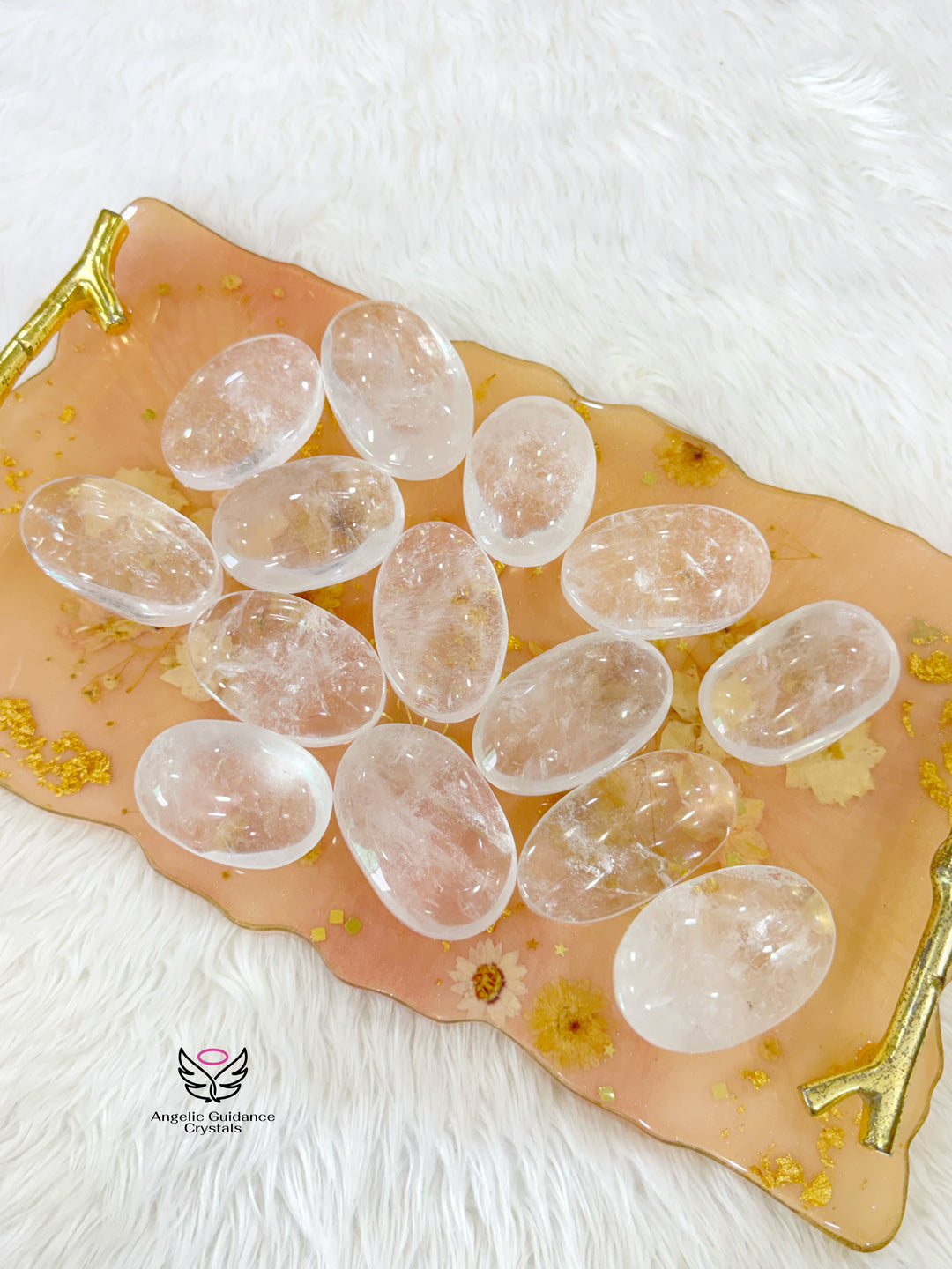 Clear Quartz PalmStone Large Aaa