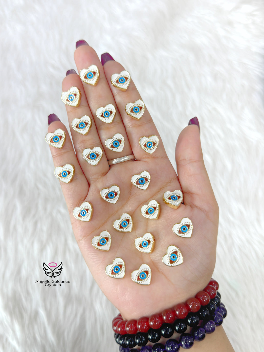 White Heart Evil Eye Charm For Bracelet