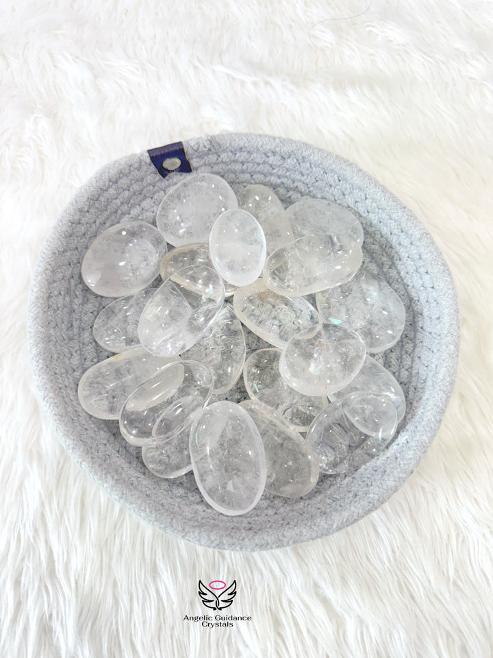 Clear Quartz PalmStone Small Aaa