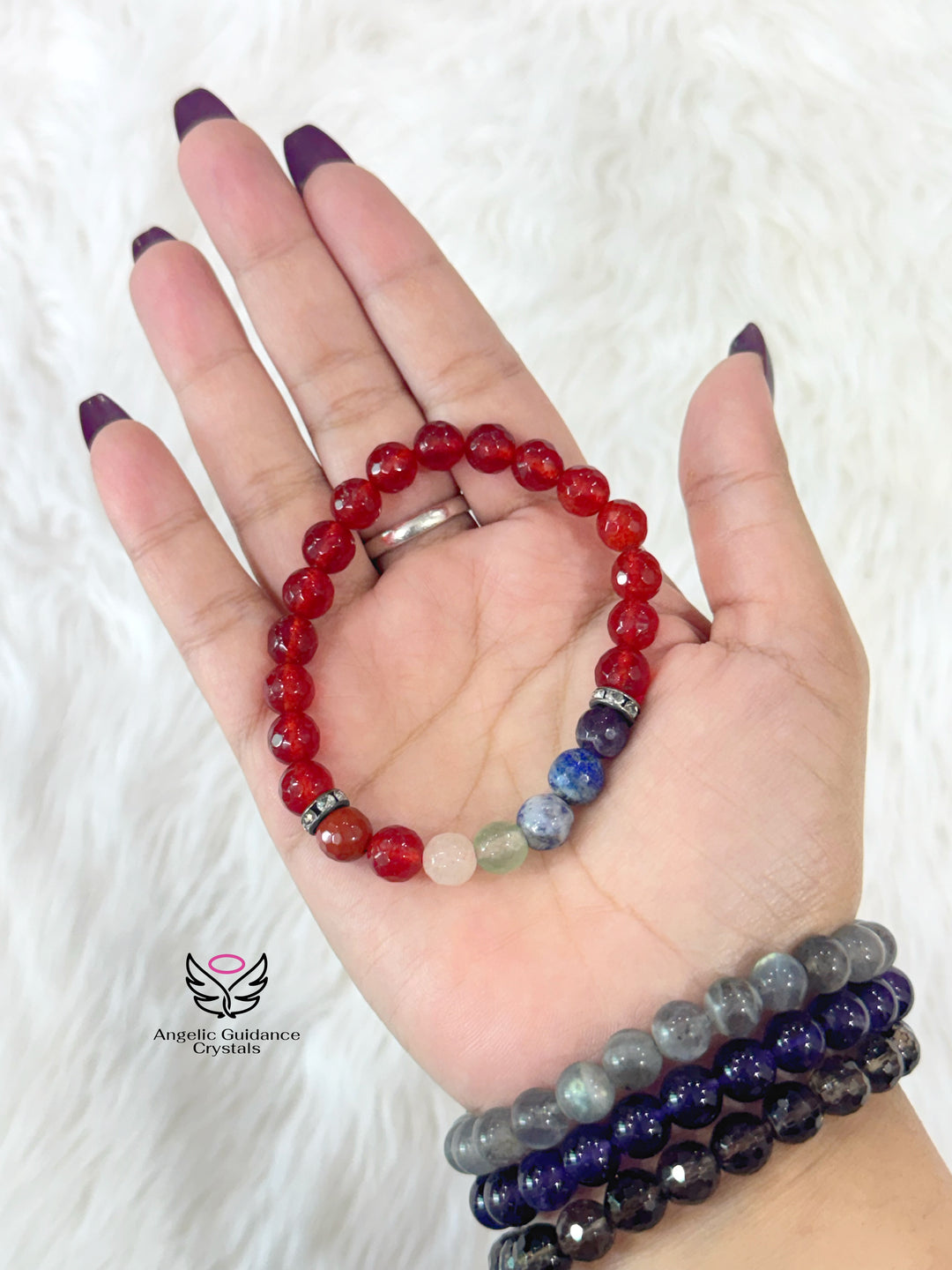 Red Carnelian With Seven Chakra Bracelet