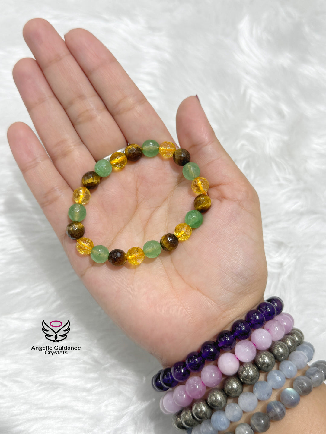 Wealth and abundance faceted bracelet 8mm