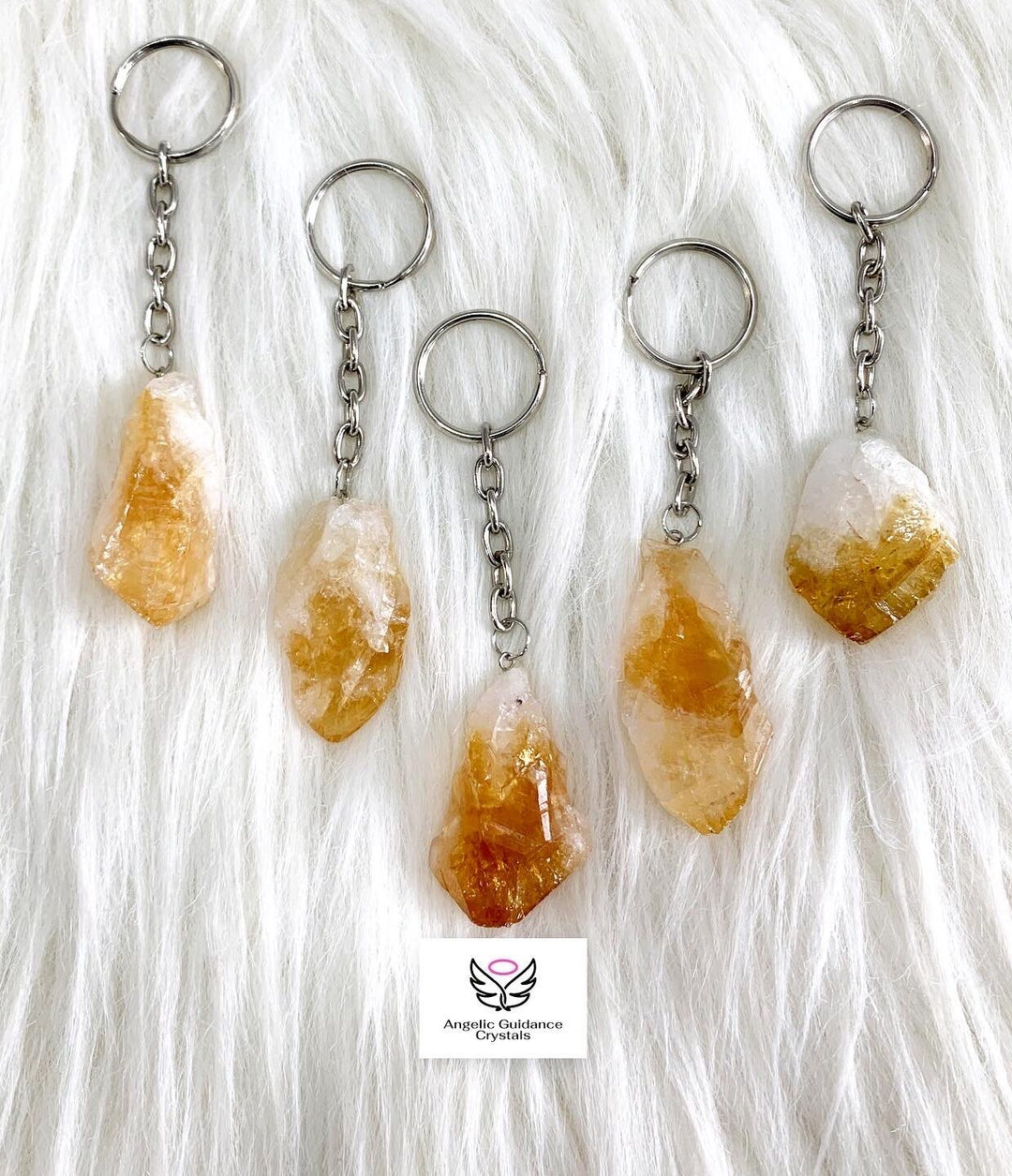 Citrine Raw Stone Keychain
