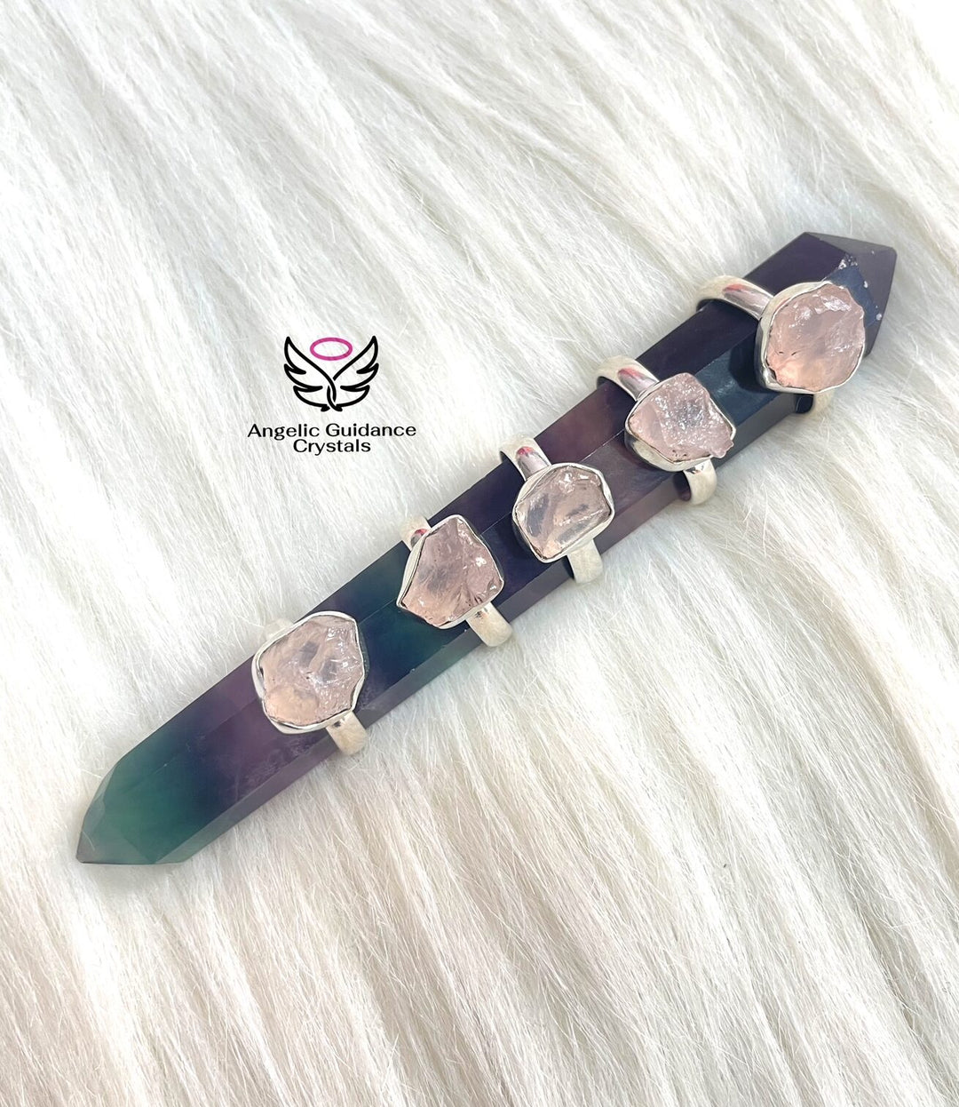 Rose Quartz Raw Stone Sterling Silver Ring