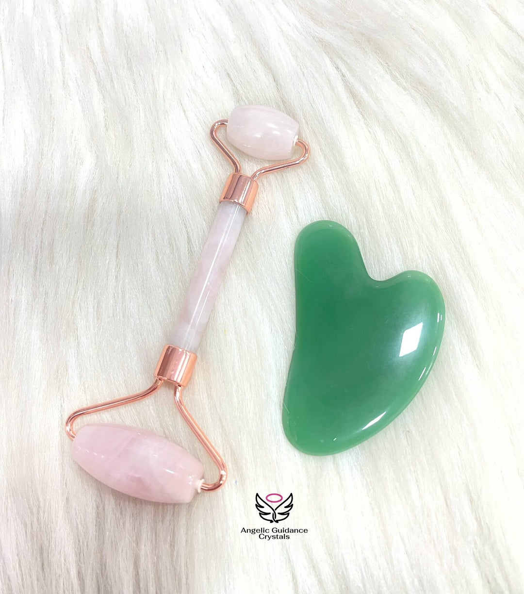 Rose Quartz Roller Jade Gua Sha Set