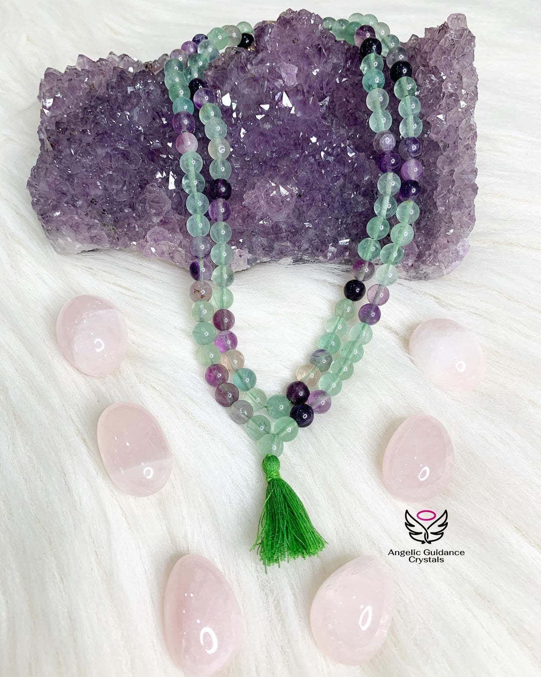Rainbow Fluorite Round Mala 108 Beads