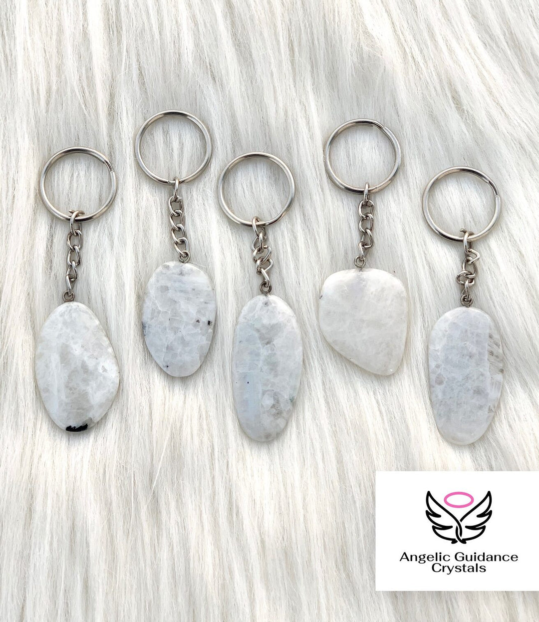 Rainbow Moonstone Keychain