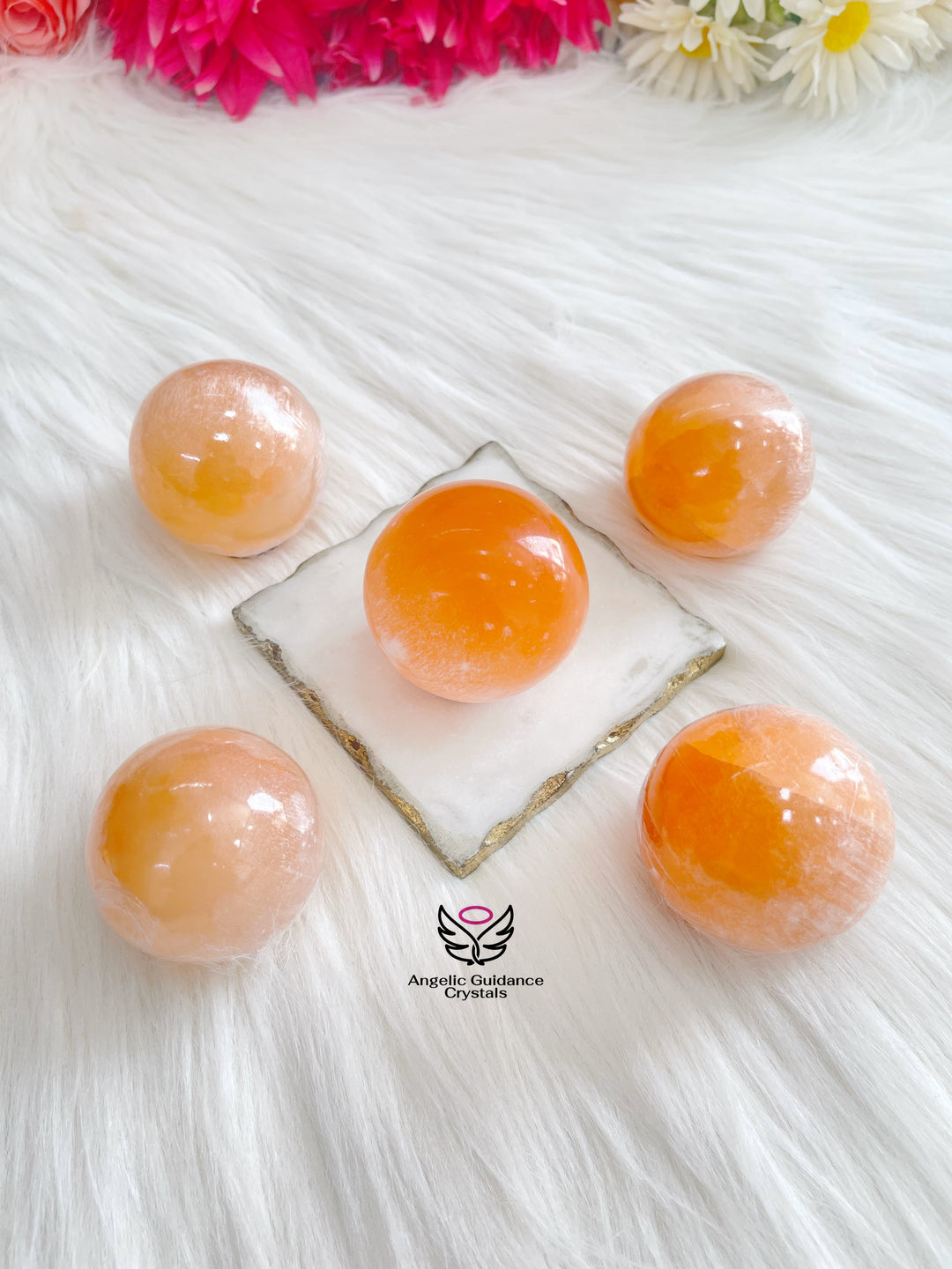 Orange Selenite Sphere