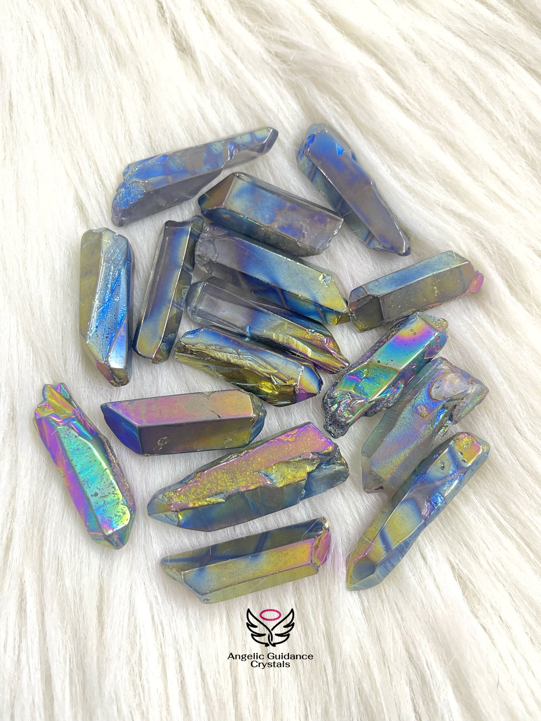 Titanium Aura Quartz Point Medium