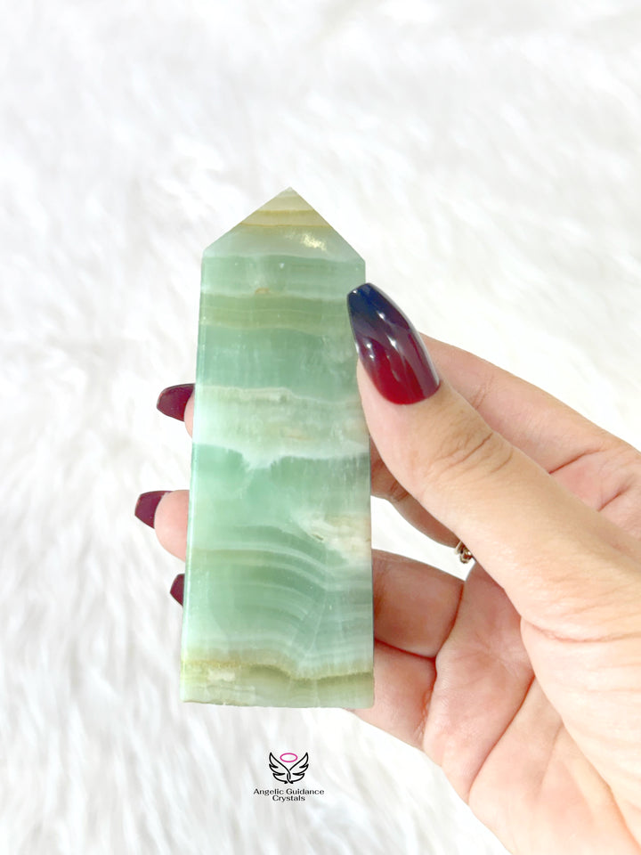 Pistachio Green Calcite Tower Large