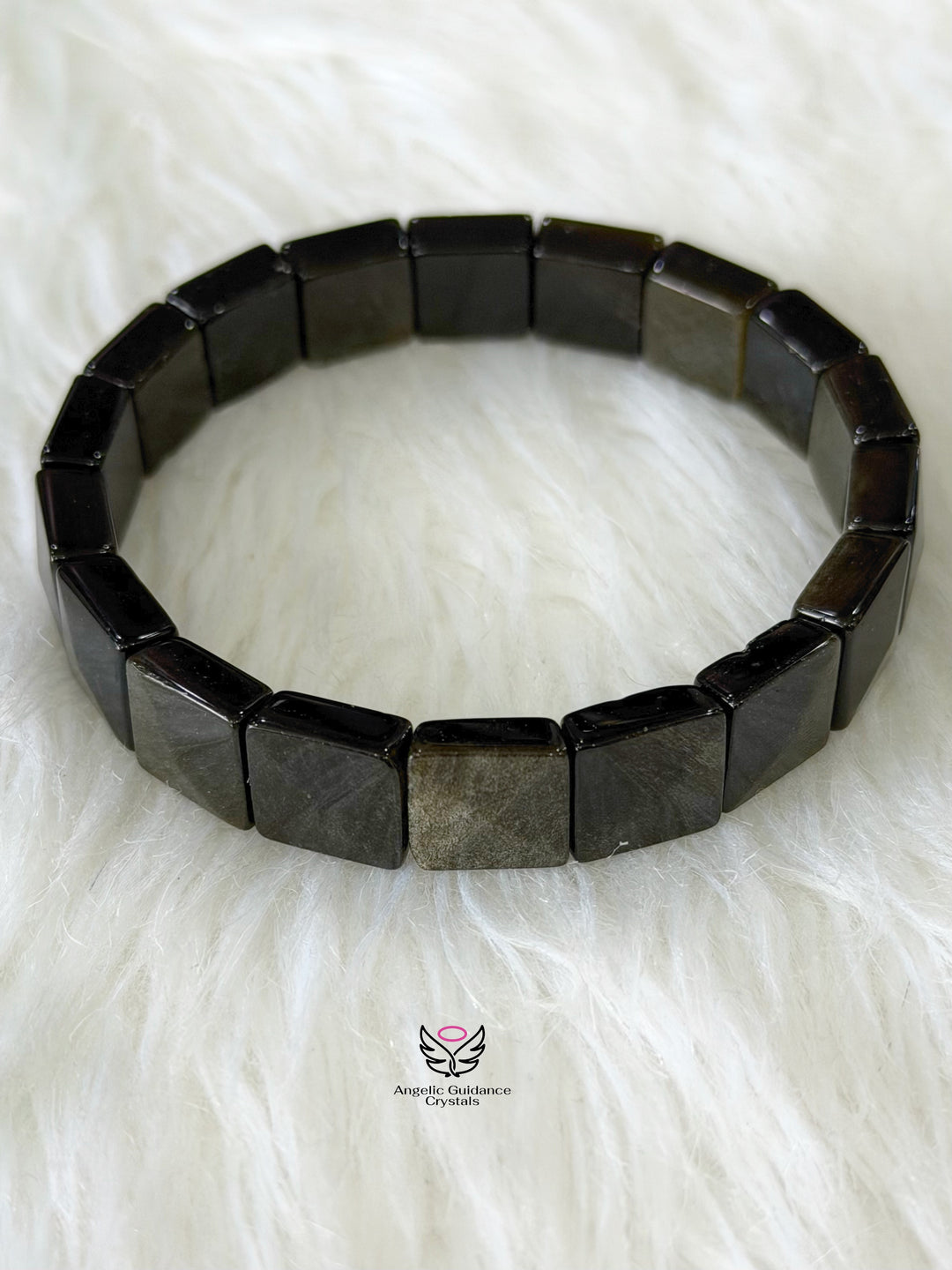 Black Golden Obsidian Pyramid Bracelet