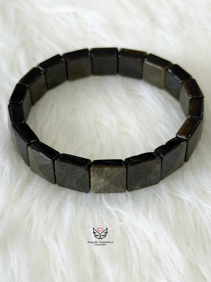 Black Golden Obsidian Pyramid Bracelet