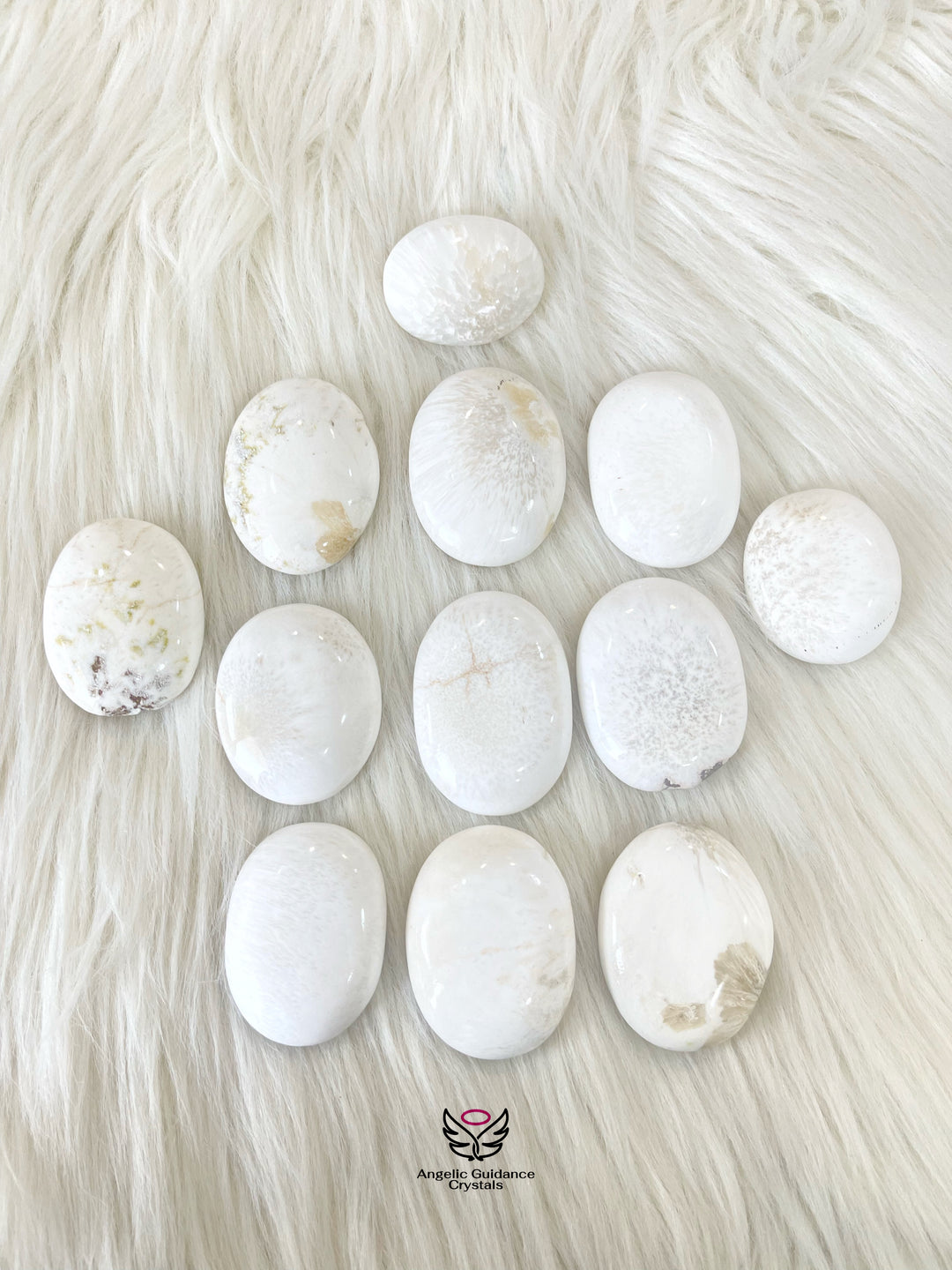 White Scolecite Palmstone