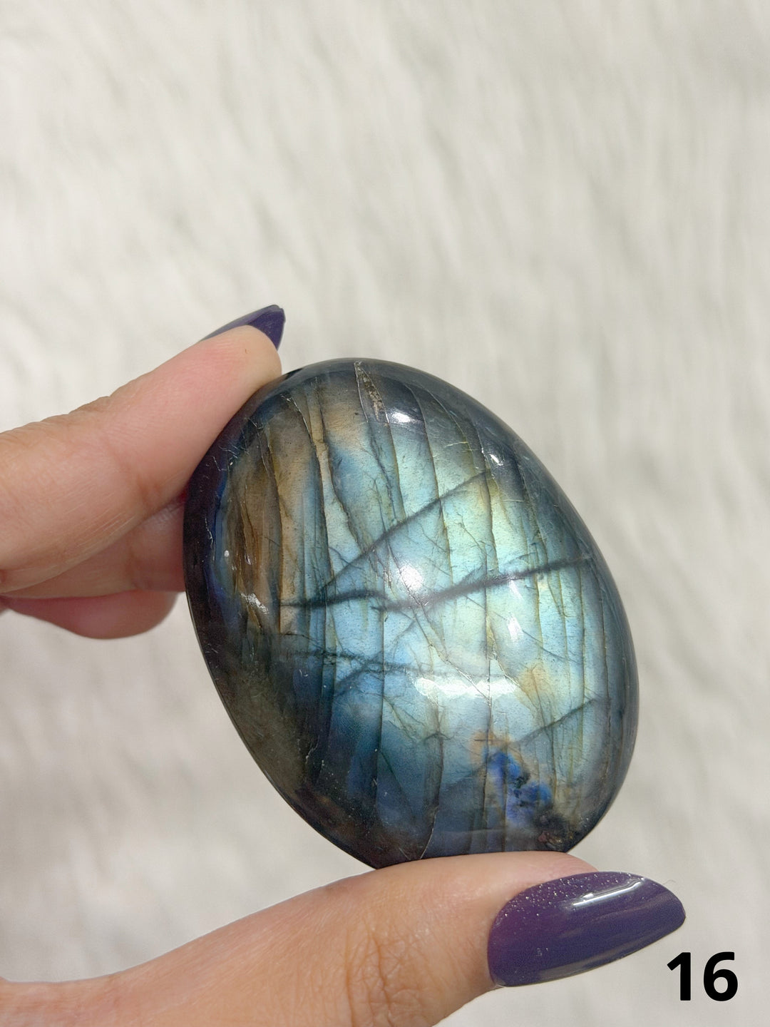 Labradorite Puffy Palm Stone For Intuition &amp; Protection