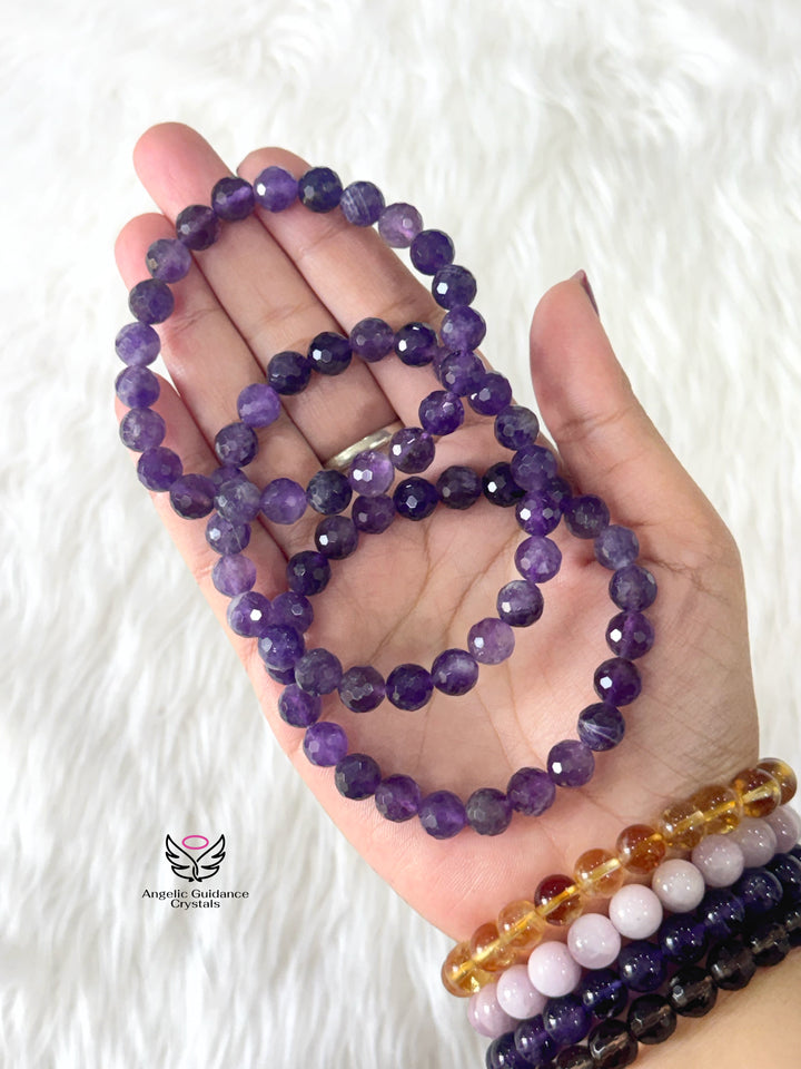 Amethyst Faceted Bracelet AAA 8mm