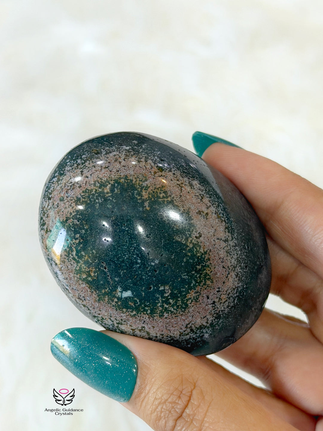 Ocean Green Jasper Palm Stone