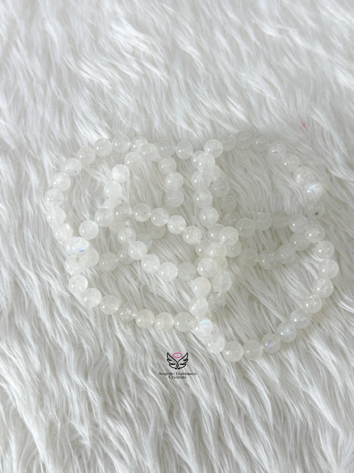 White Moonstone Bracelet 8mm Aaa