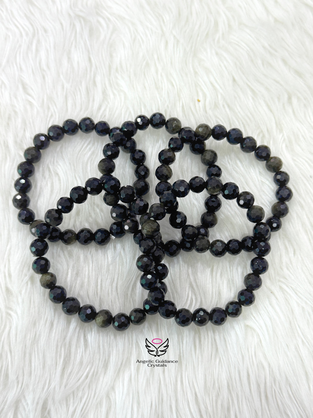 Black Golden Obsidian Faceted Bracelet 8mm