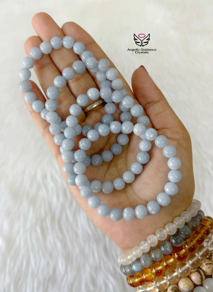 Angelite Natural Round Bracelet