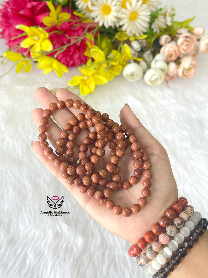 Orange Goldstone Round Bracelet