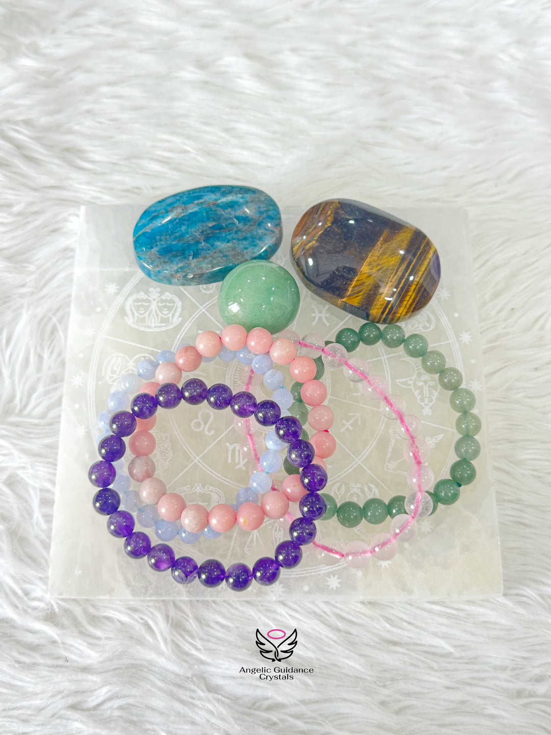 Selenite Zodiac Square Plate Large