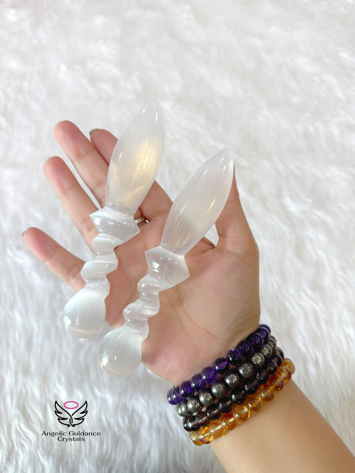 Selenite Cord Cutting Dagger AAA