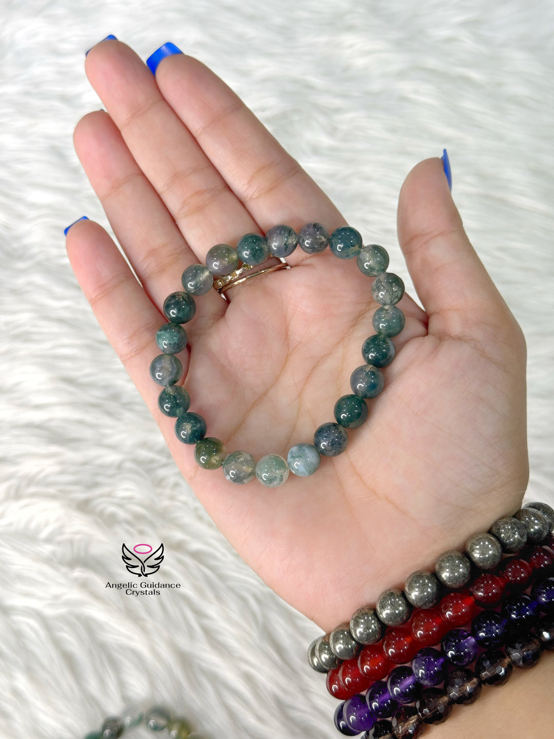 Moss Agate Bracelet 8mm Aaa