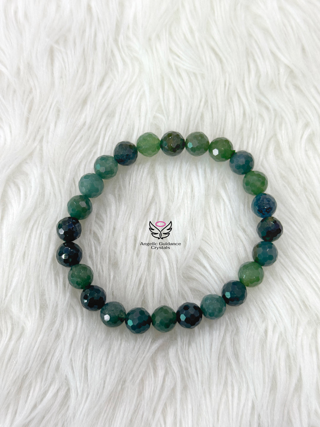 Moss Agate Faceted Bracelet 8mm