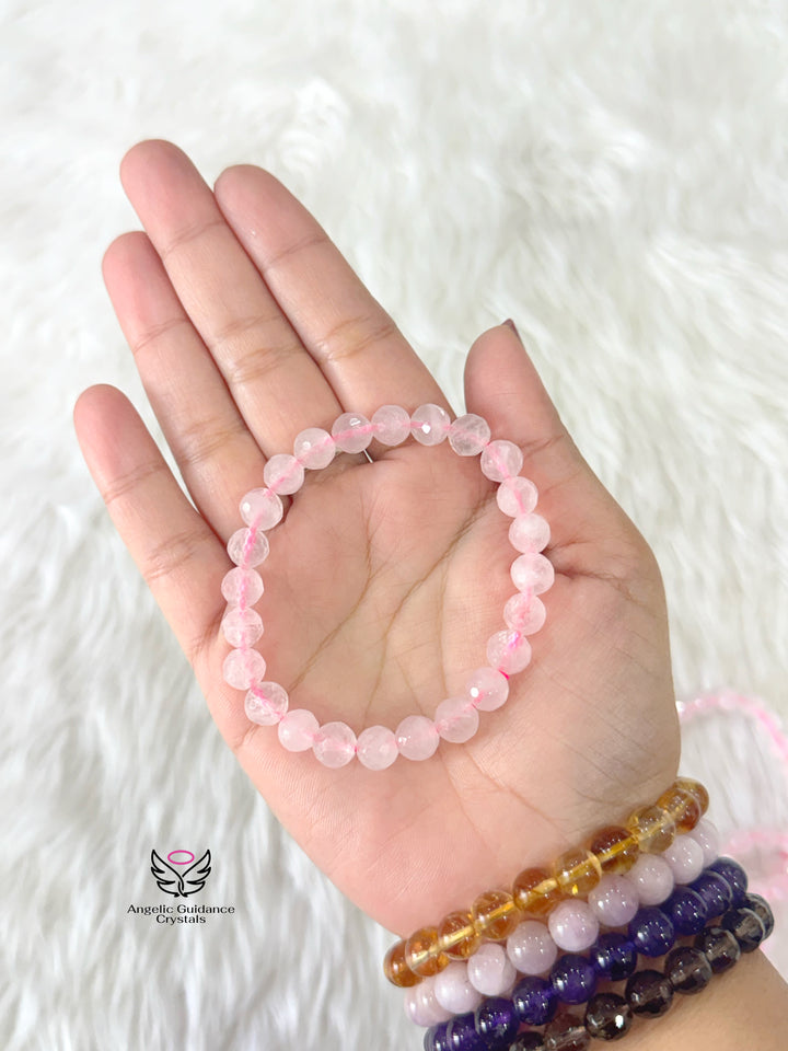 Rose Quartz Faceted Bracelet AAA