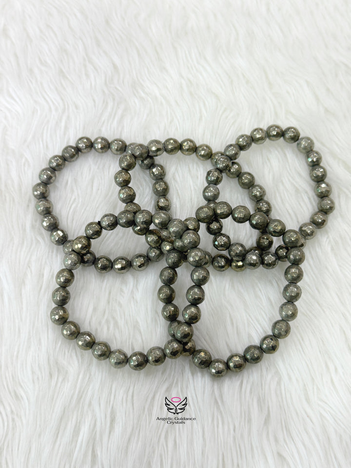 Pyrite Bracelet Faceted 8MM Aa