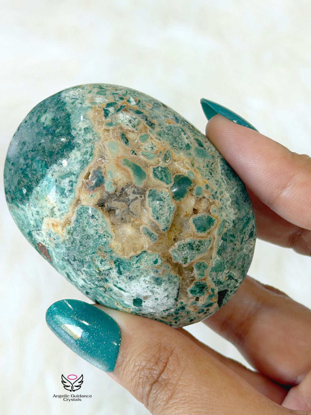 Ocean Green Jasper Palm Stone