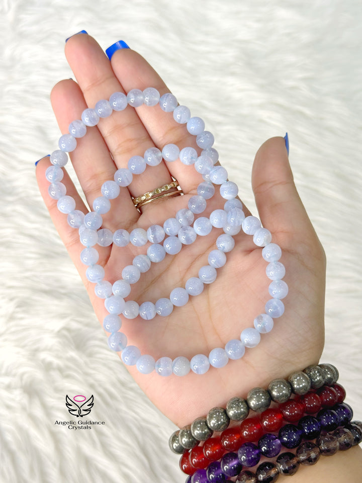 Blue Lace Agate Bracelet AAA 7mm