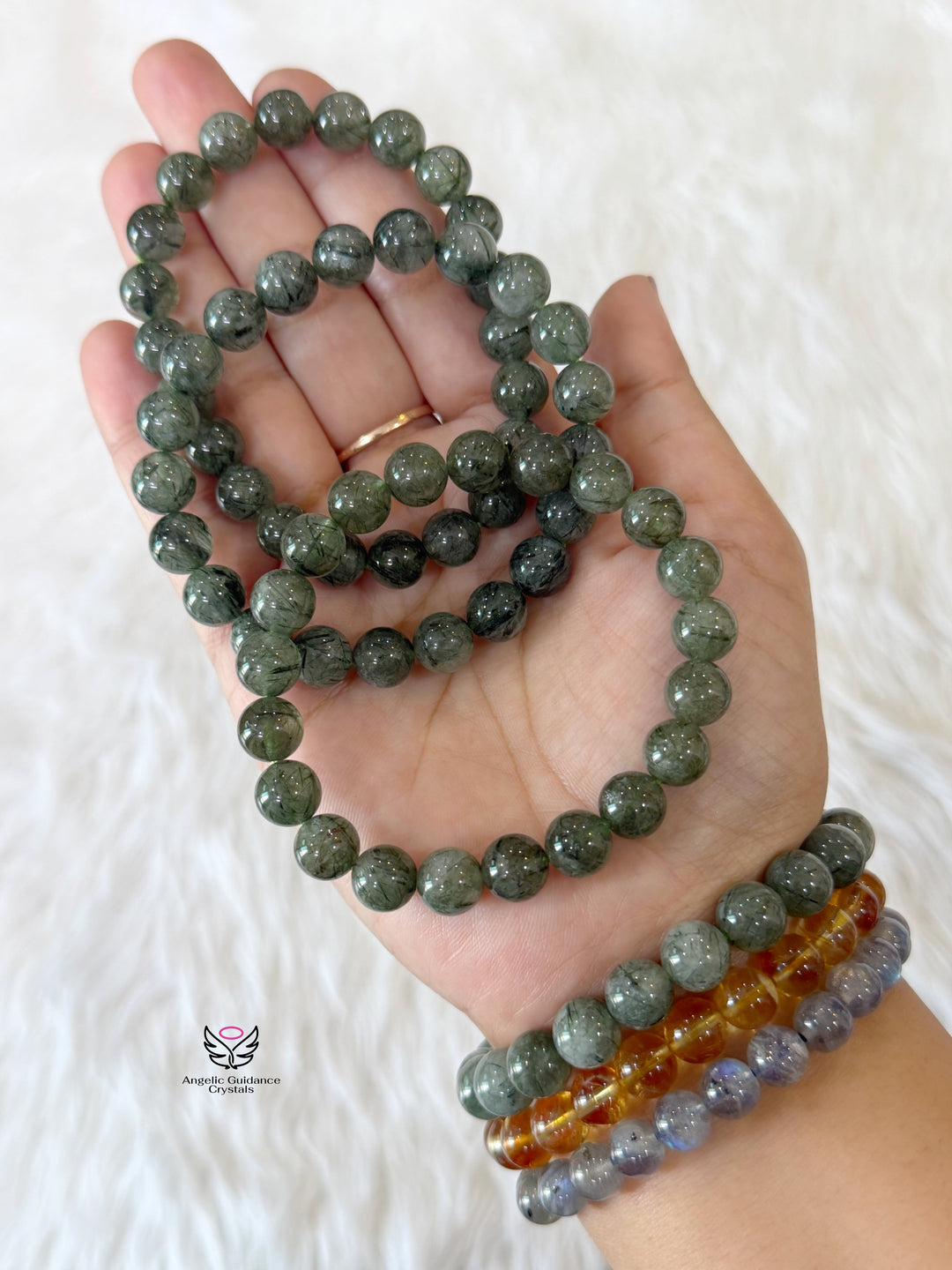 Green Rutilated Quartz Bracelet 9mm