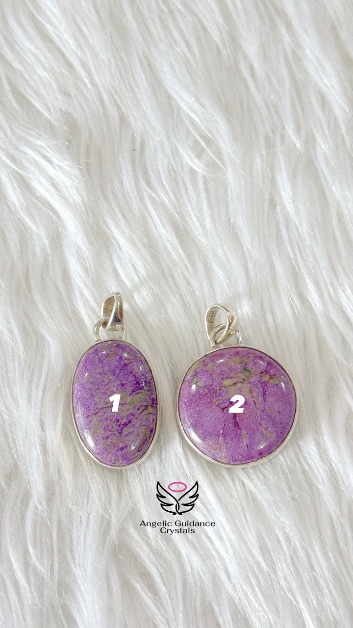 Charoite Silver Pendant | Spiritual Growth And Emotional Healing