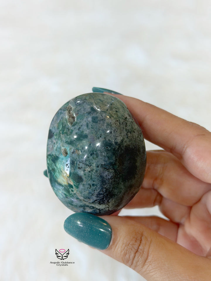 Ocean Green Jasper Palm Stone