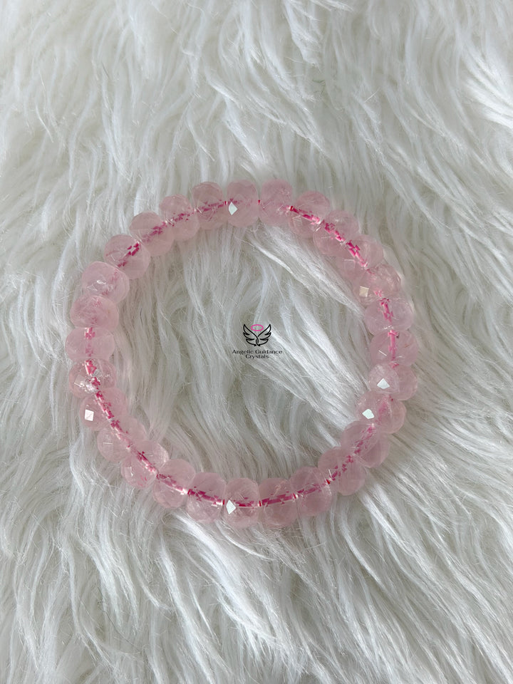 Rose Quartz Rondelle Bracelet 10mm