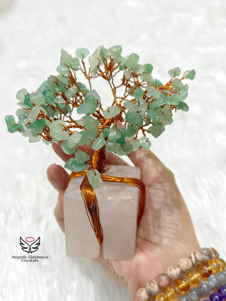 Green Aventurinre Rose Quartz Tree | Good Luck And Love
