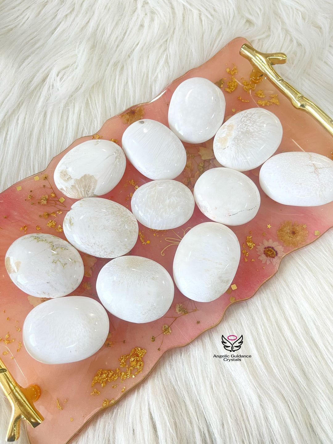 White Scolecite Palmstone