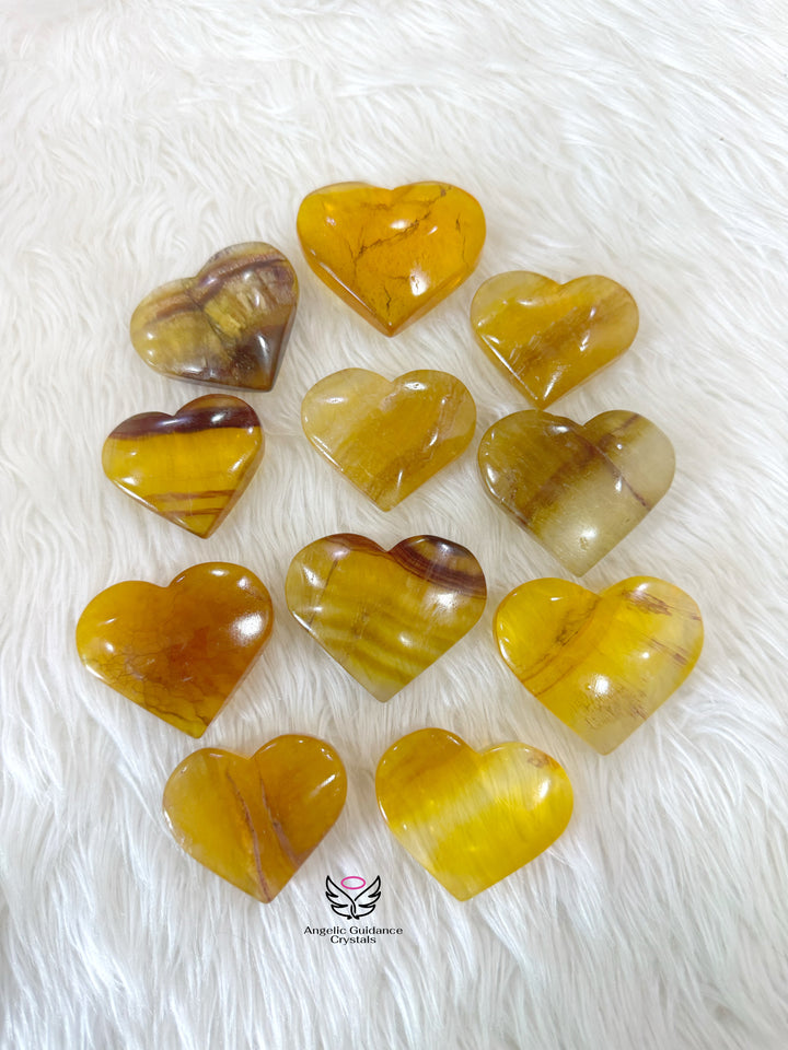 Yellow Fluorite Heart