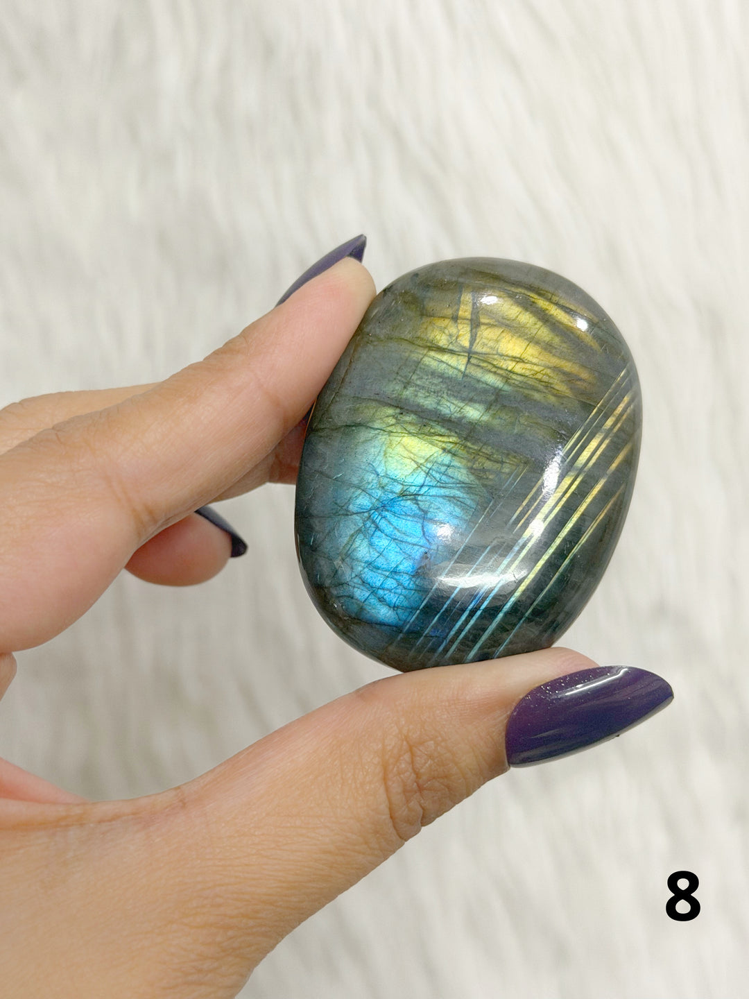 Labradorite Puffy Palm Stone For Intuition &amp; Protection
