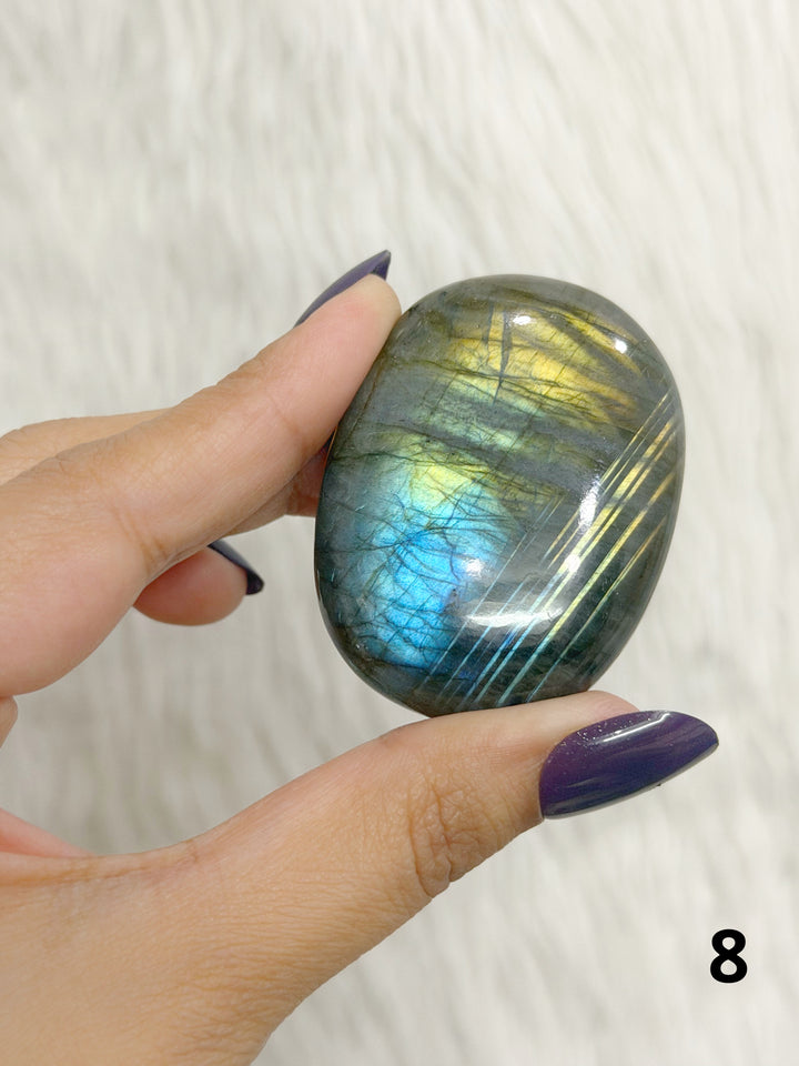 Labradorite Puffy Palm Stone For Intuition &amp; Protection