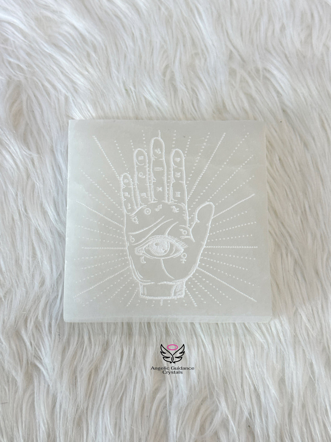 Selenite Palm Coaster Medium