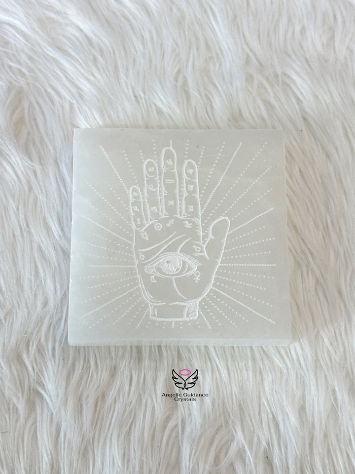 Selenite Palm Coaster Medium