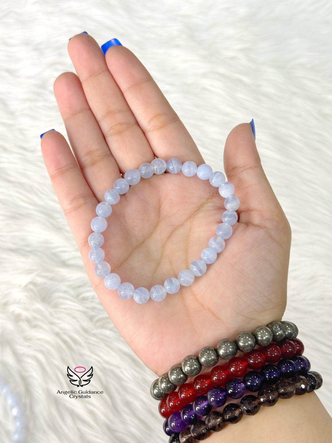 Blue Lace Agate Bracelet AAA 7mm